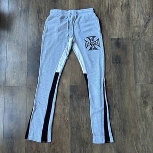 Rockstar Originals Grey White Black Stacked Flare Track Pants Paint Size Large